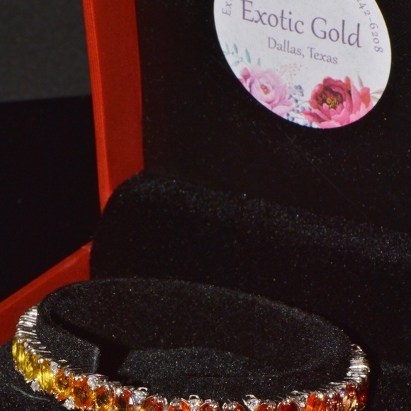 CERTIFIED NATURAL DIAMOND SUNSET GRADIENT SAPPHIRE 18K SOLID GOLD BRACELET - Picture 16 of 16